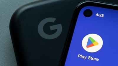 Google Play Store app icon on phone